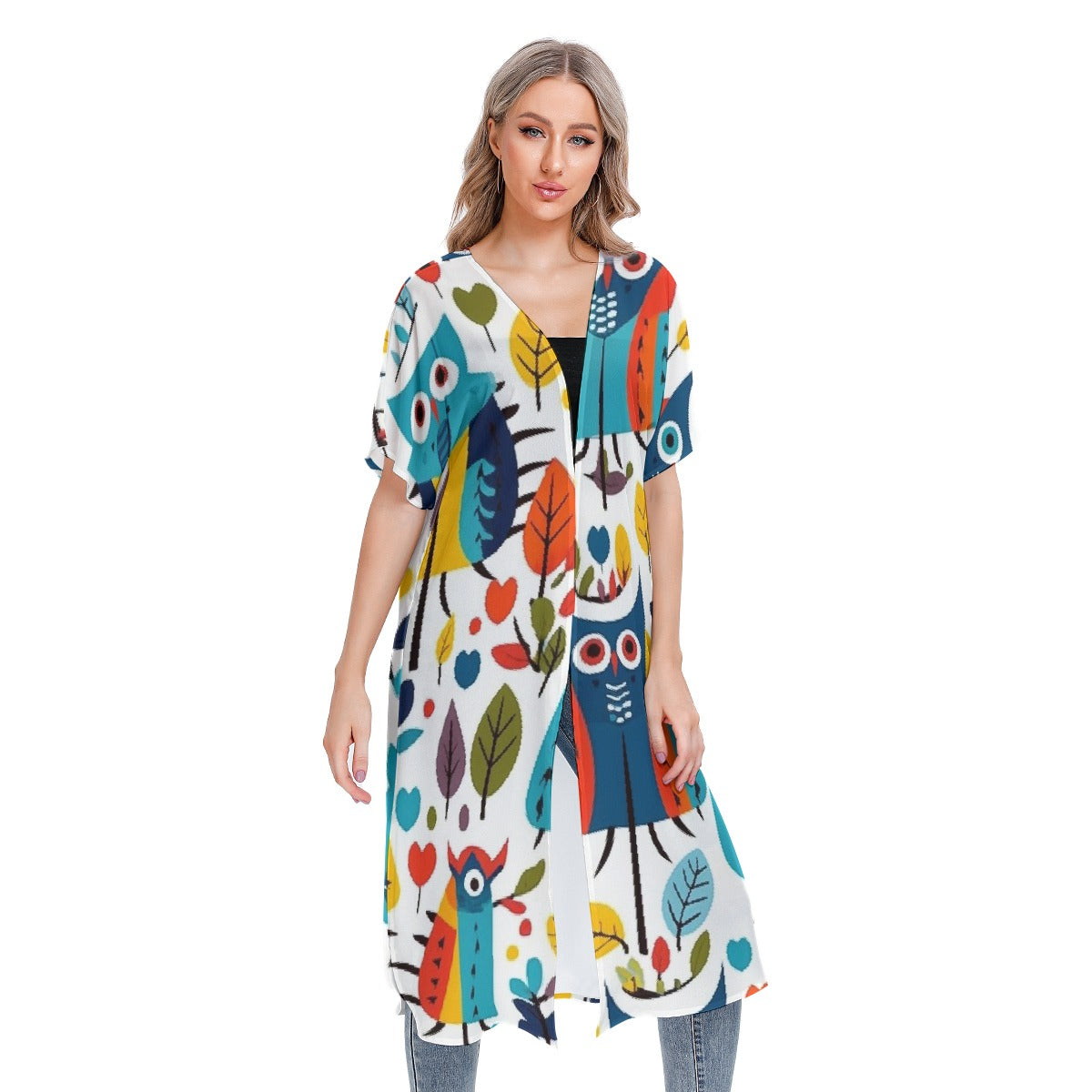 All-Over Print Women's Short Sleeve Cardigan