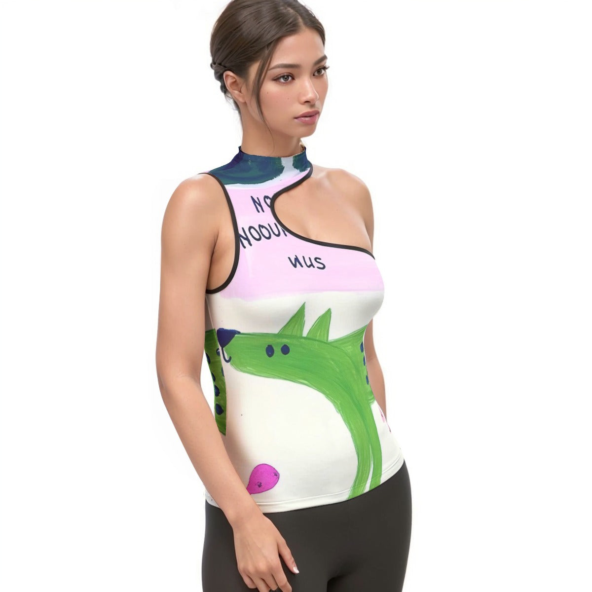 All-Over Print Women's Halter Sleeveless Asymmetrical Tank Top