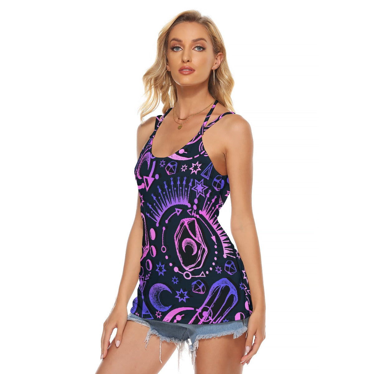 All-Over Print Women's Halter Top With Backless