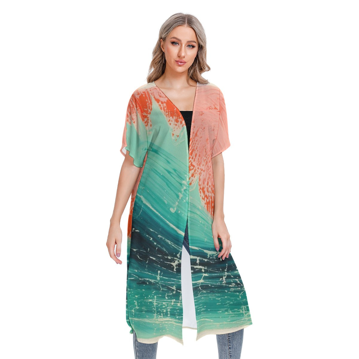 All-Over Print Women's Short Sleeve Cardigan