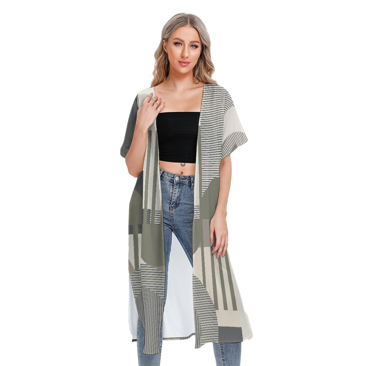 All-Over Print Women's Short Sleeve Cardigan