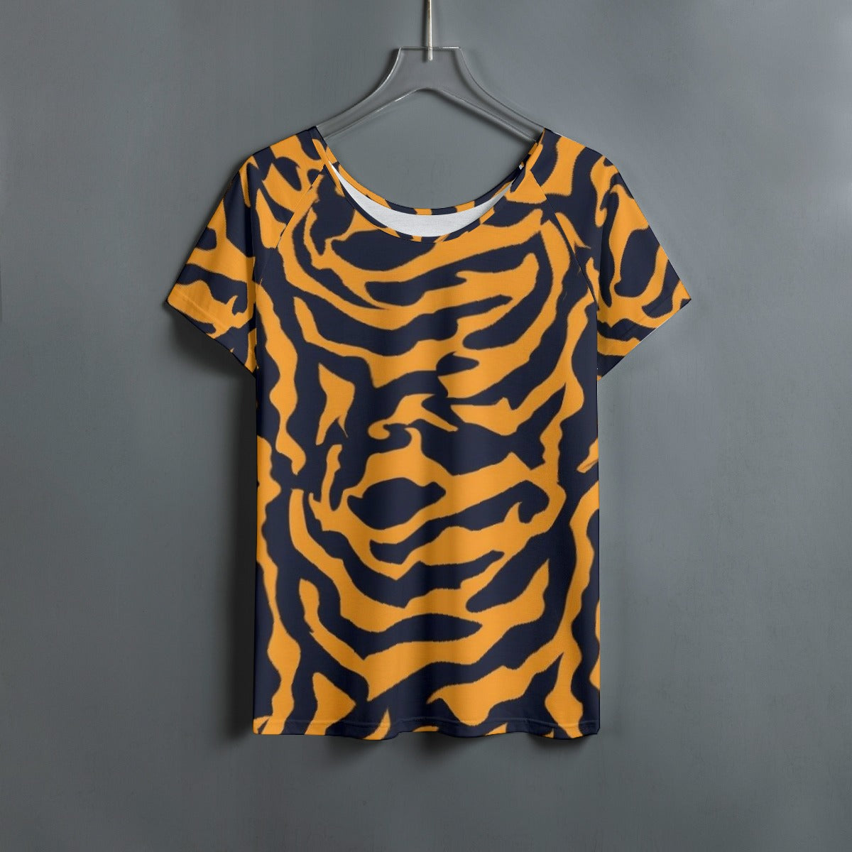 All-Over Print Women's Round Neck T-shirt With Raglan Sleeve