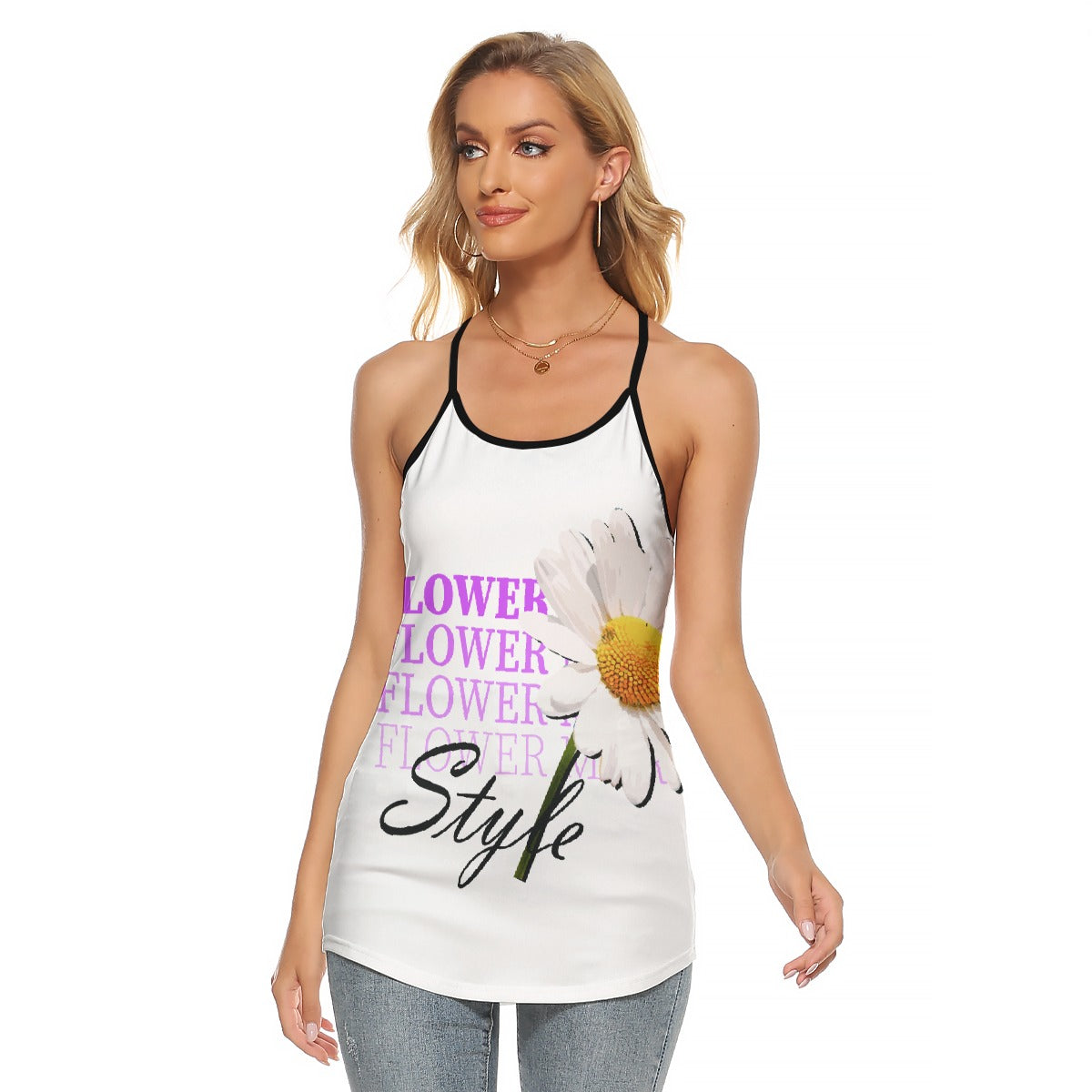 All-Over Print Women's Criss-Cross Open Back Tank Top