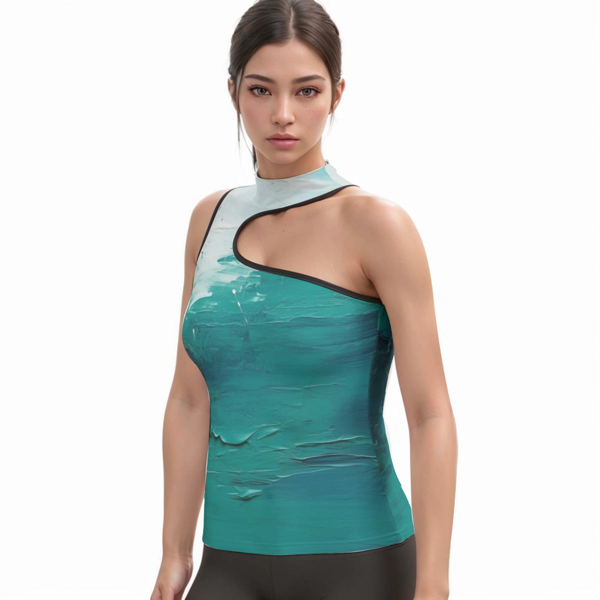 All-Over Print Women's Halter Sleeveless Asymmetrical Tank Top