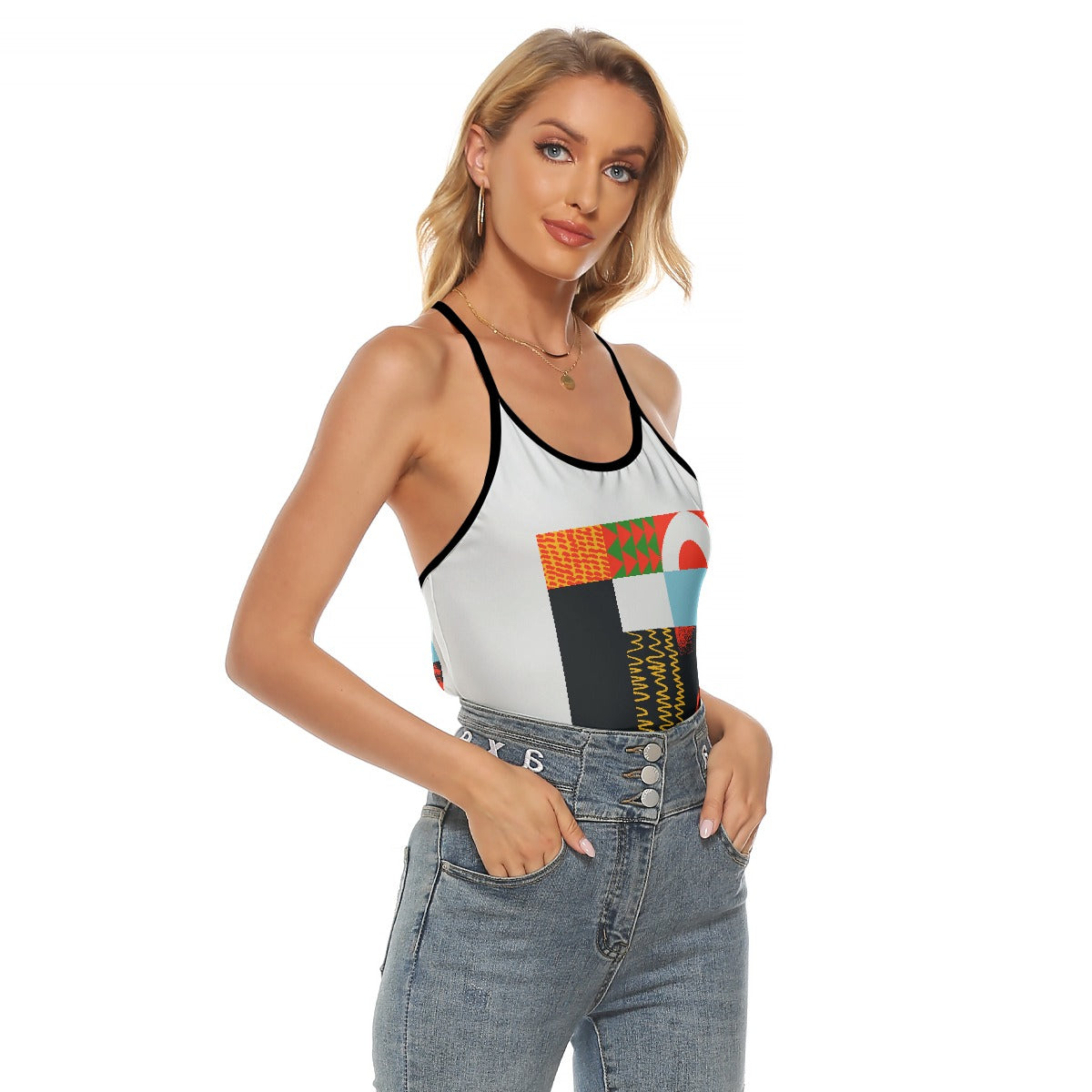 All-Over Print Women's Criss-Cross Open Back Tank Top