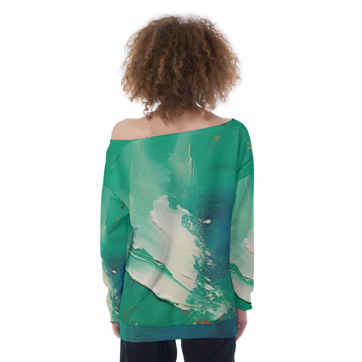 All-Over Print Oversized Women's Off-Shoulder Sweatshirt