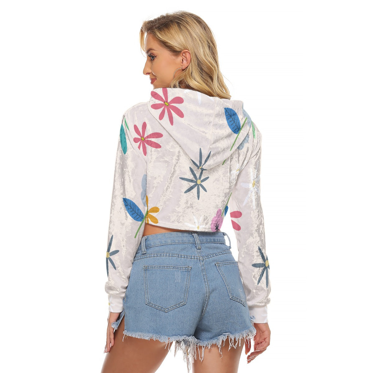 All-Over Print Women's Crop Top Hoodie|Velvet