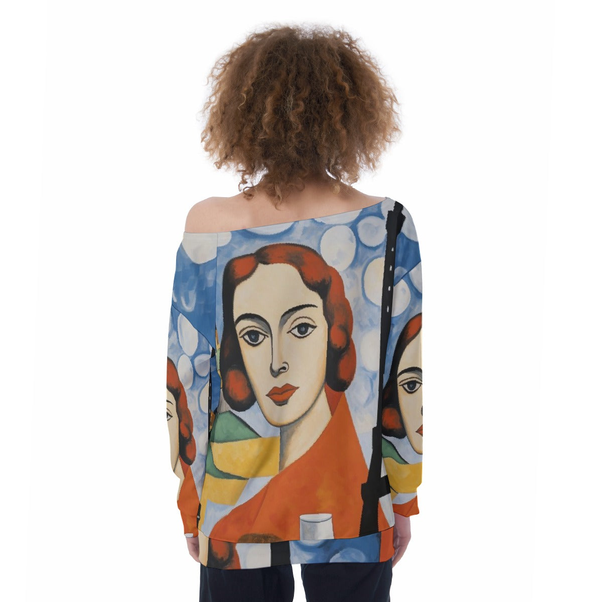 All-Over Print Oversized Women's Off-Shoulder Sweatshirt
