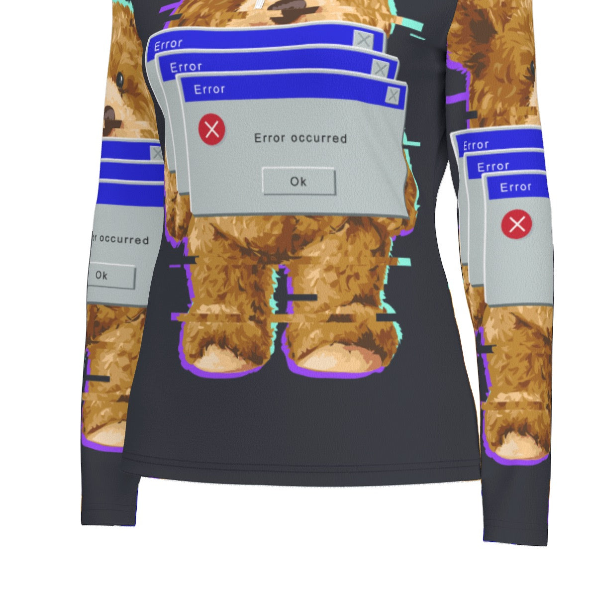 All-Over Print Women's Sports Collar Jersey With Long Sleeve