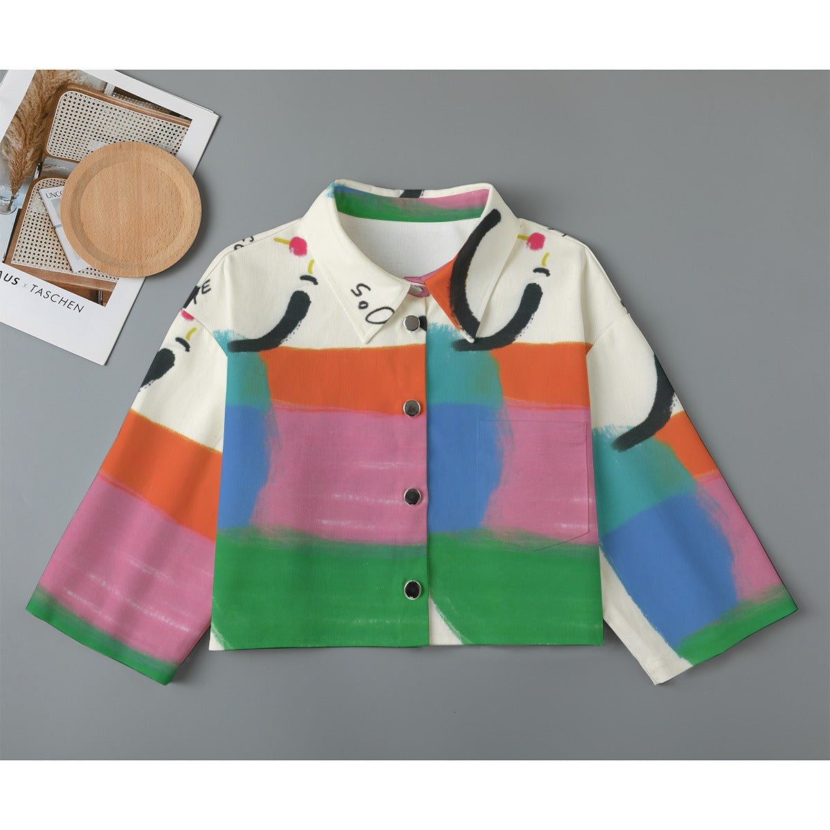 All-Over Print Women's Cropped Jacket | 245GSM Cotton