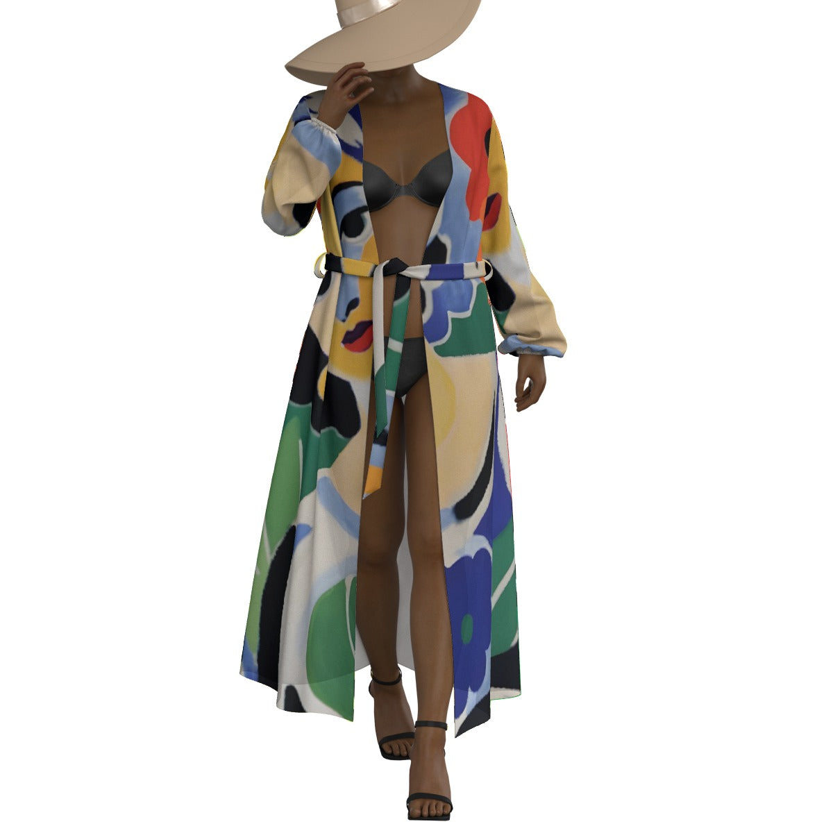 All-Over Print Women's Lace-up Chiffon Robe