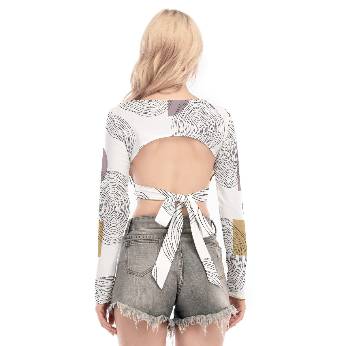 All-Over Print Women's Back Hollow T-shirt With Strap