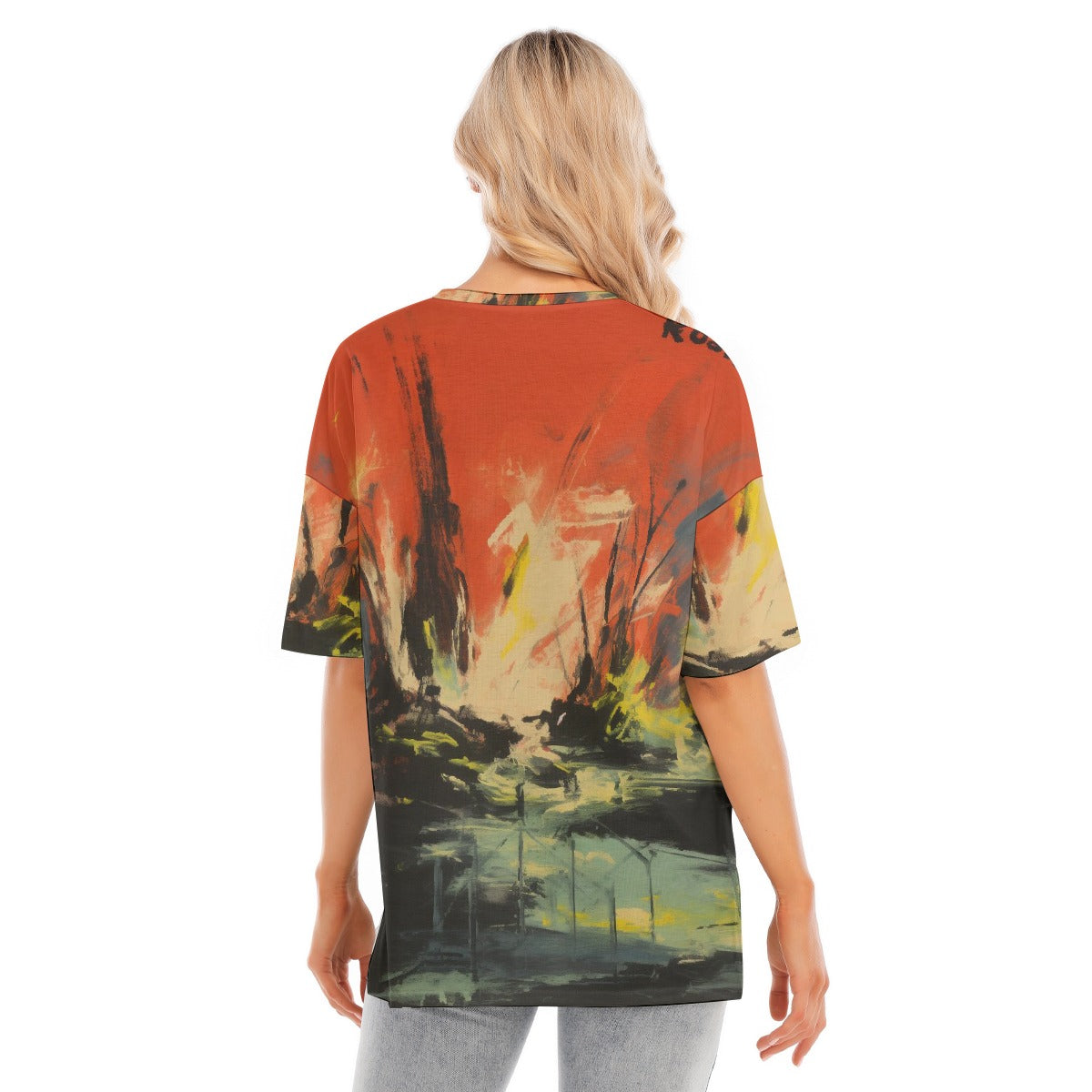 All-Over Print Women's Short Sleeves T-shirt With Hem Split