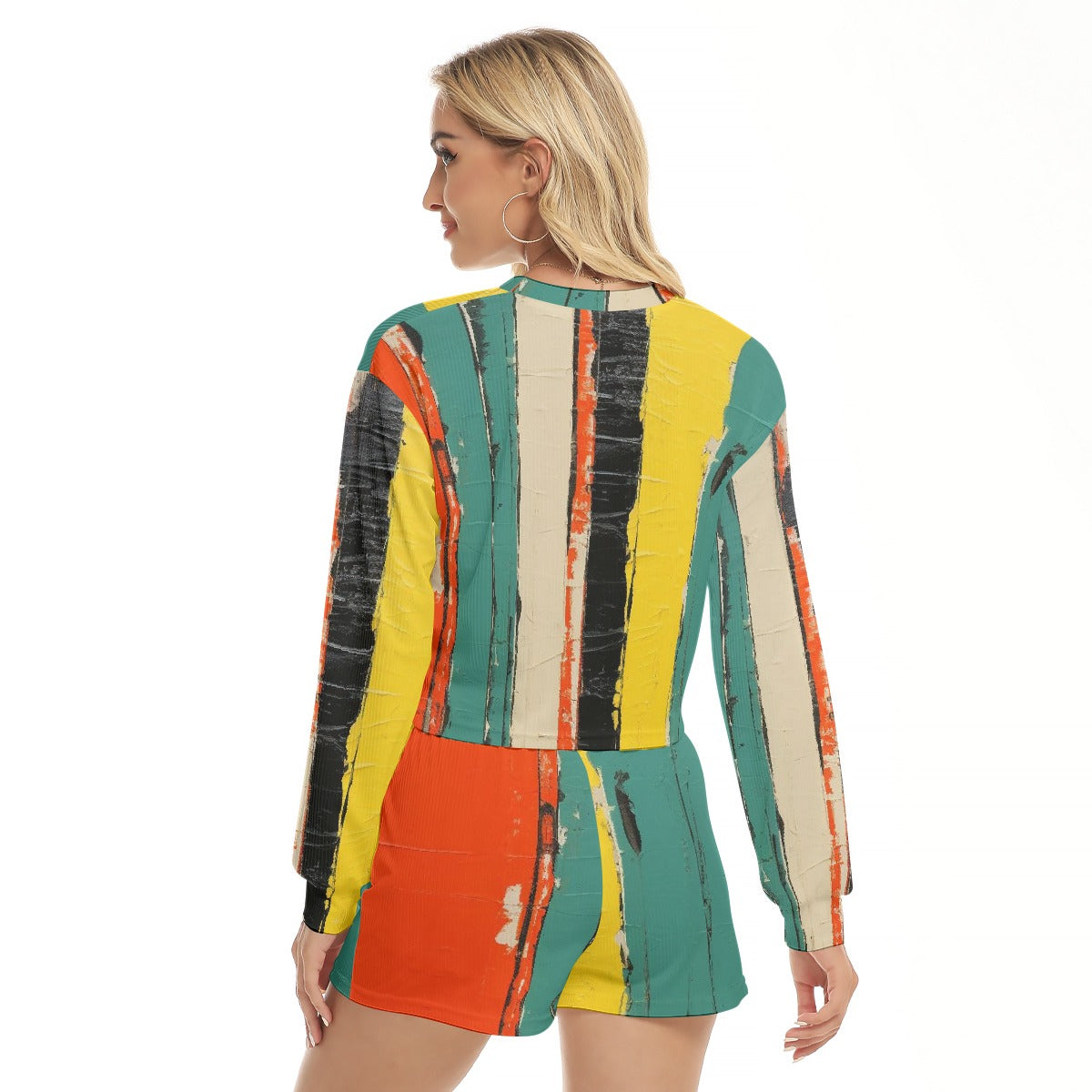 All-Over Print Women's Short Sweatshirt And Pants Suit