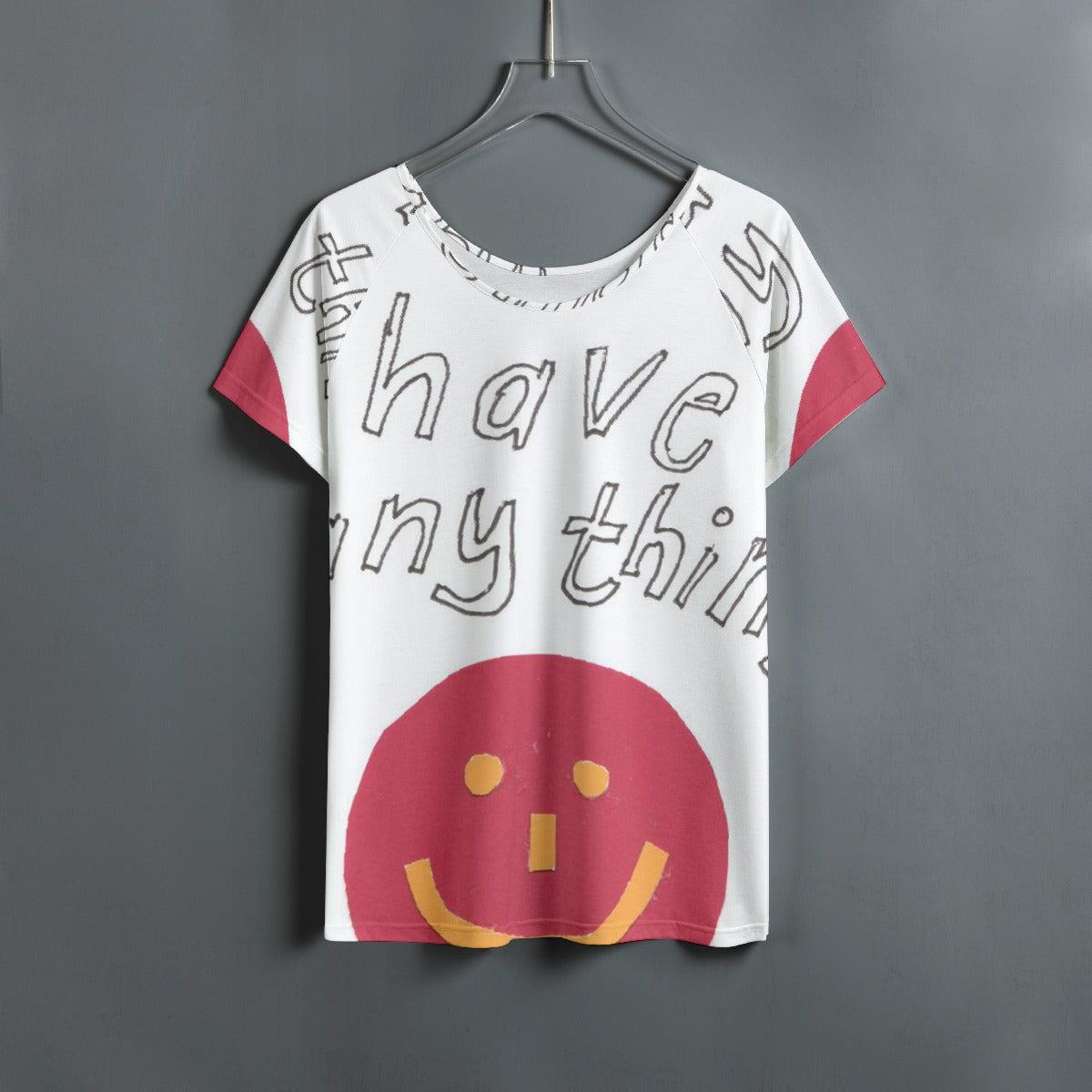All-Over Print Women's Round Neck T-shirt With Raglan Sleeve