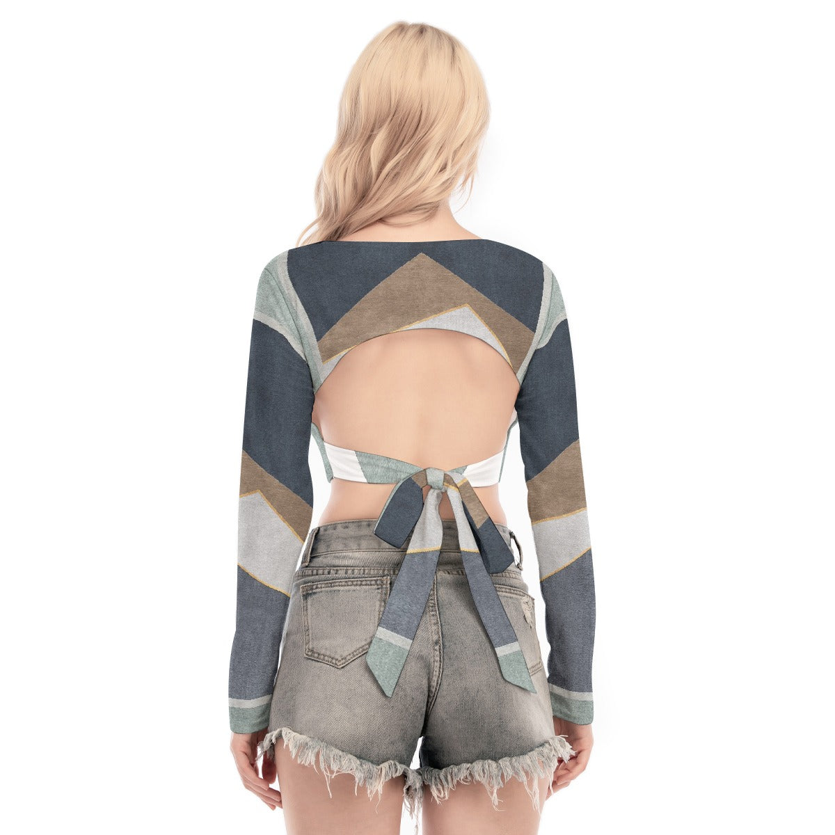 All-Over Print Women's Back Hollow T-shirt With Strap