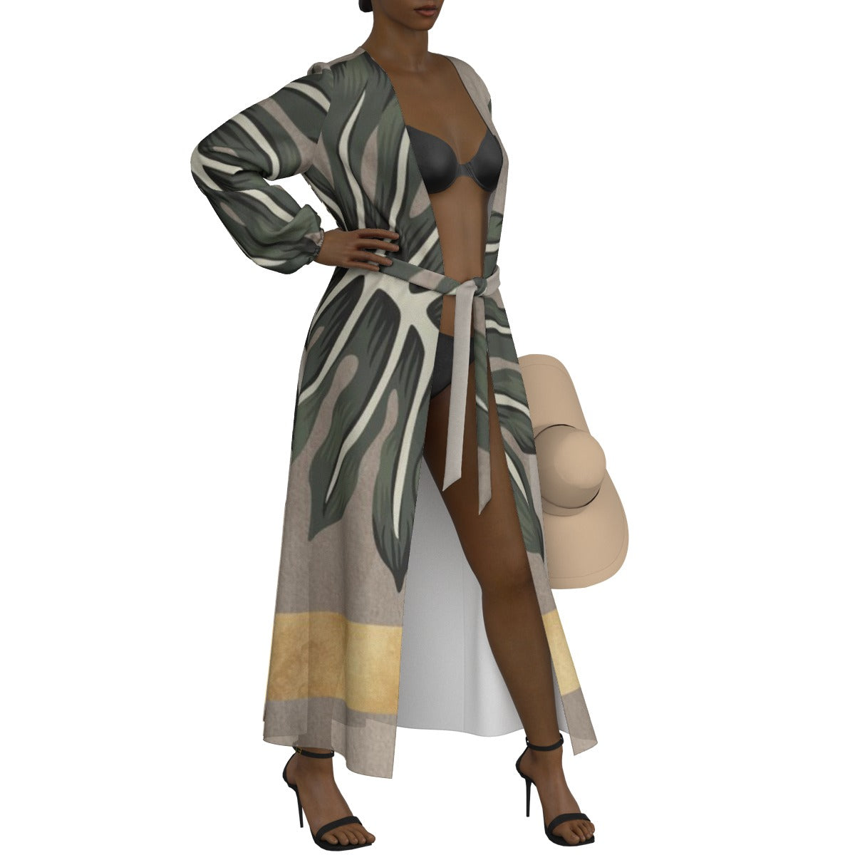 All-Over Print Women's Lace-up Chiffon Robe