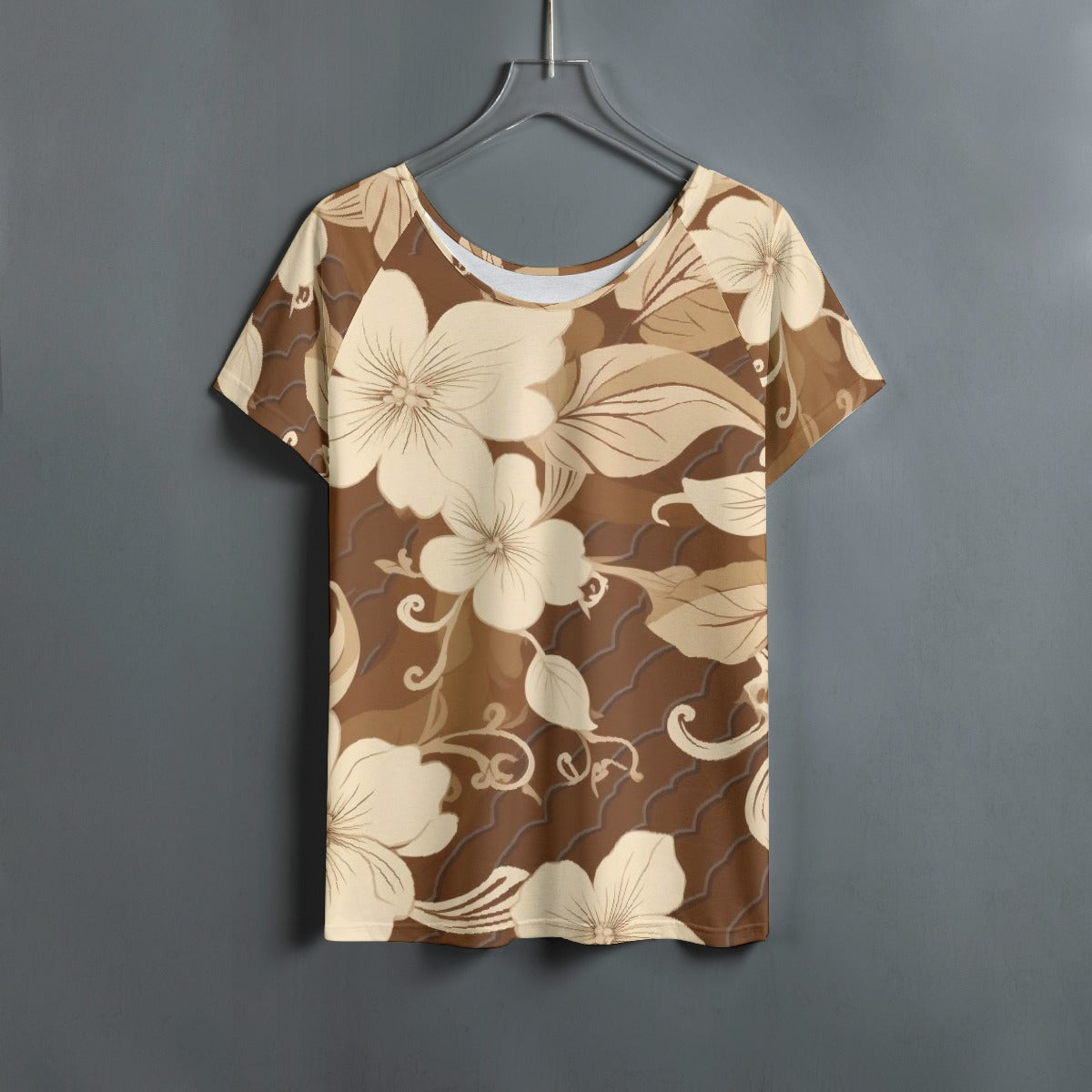 All-Over Print Women's Round Neck T-shirt With Raglan Sleeve