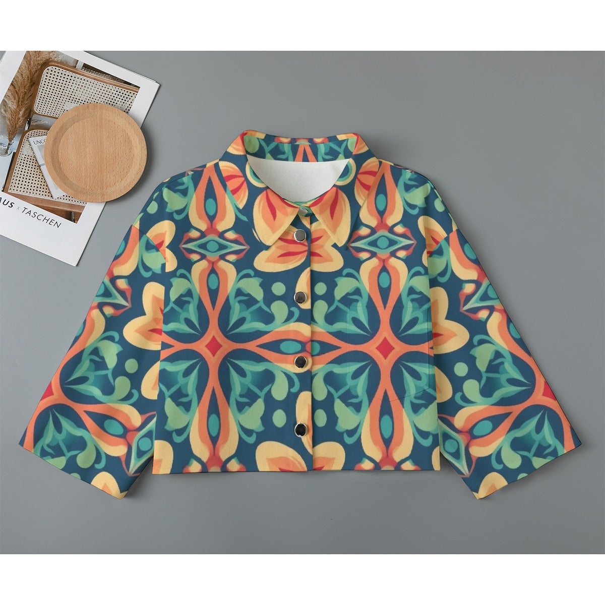 All-Over Print Women's Cropped Jacket | 245GSM Cotton