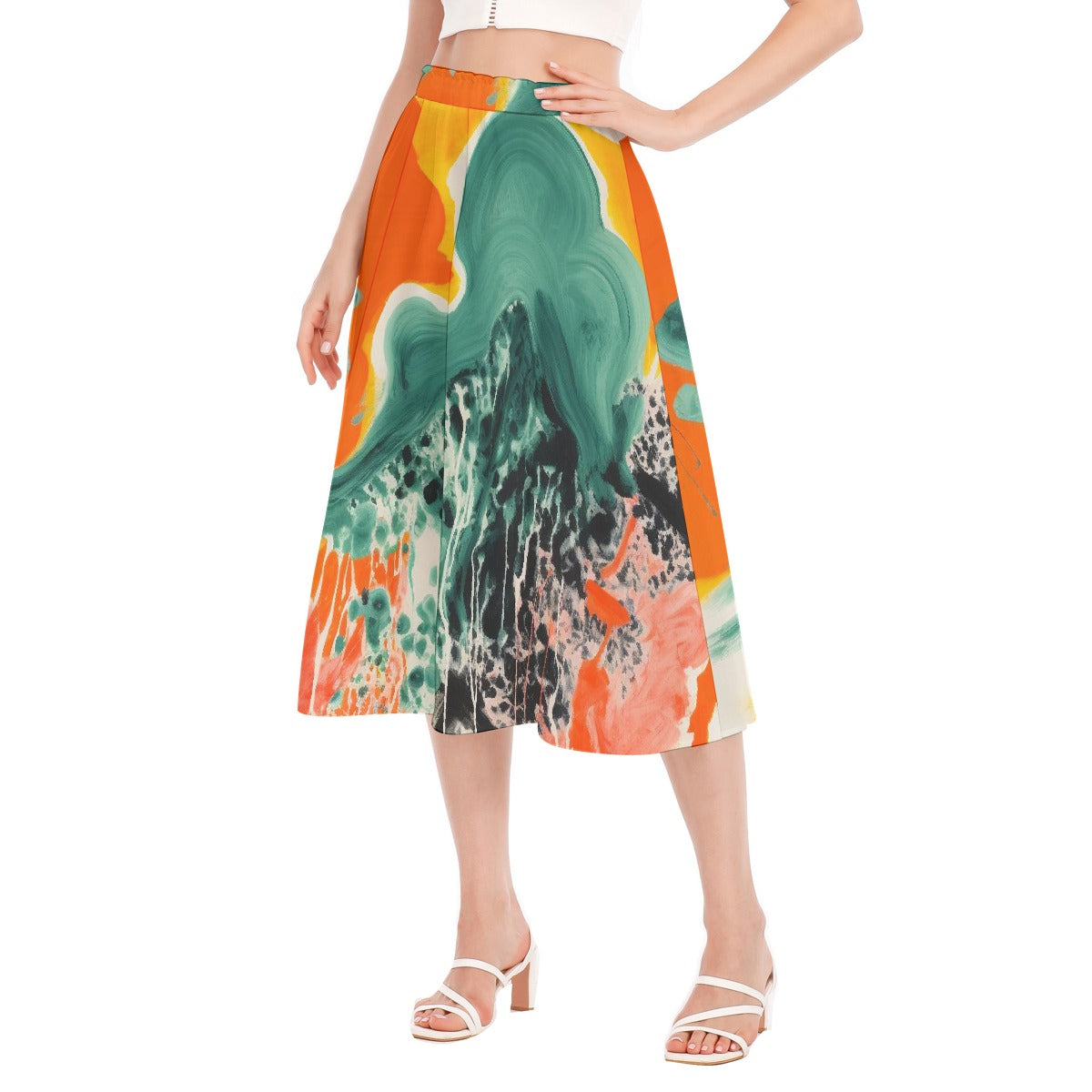 All-Over Print Women's Long Section Chiffon Skirt