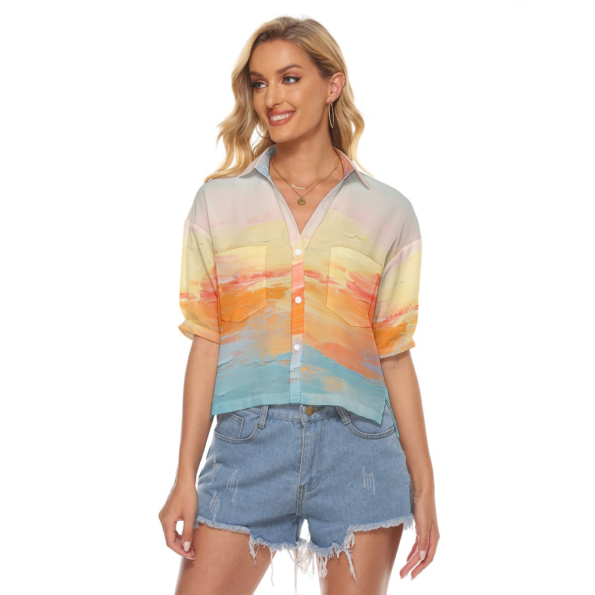 All-Over Print Women's V-neck Shirts