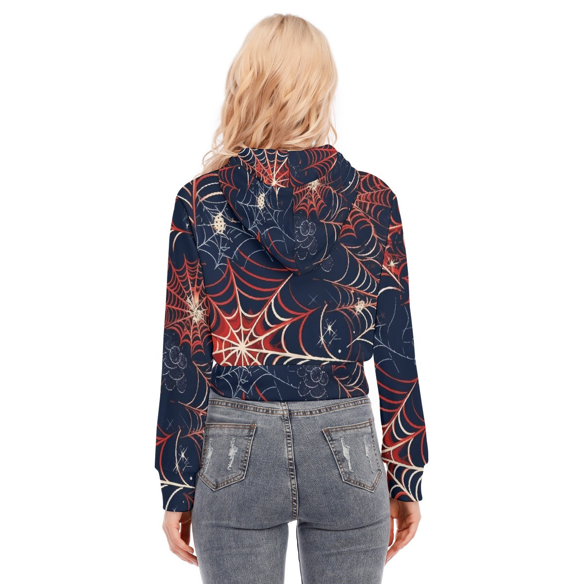 All-Over Print Women's Crop Top Hoodie With Zipper Closure