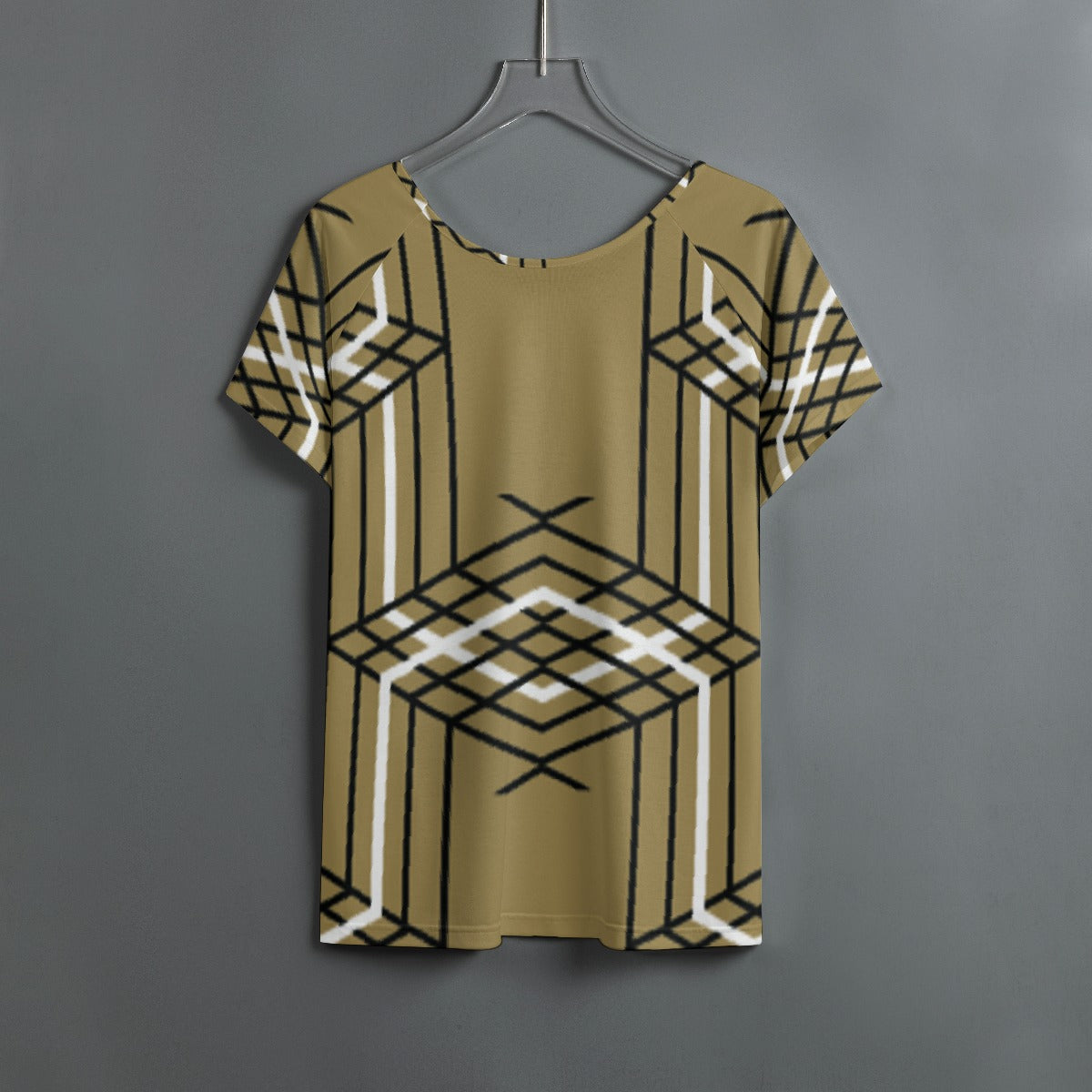 All-Over Print Women's Round Neck T-shirt With Raglan Sleeve