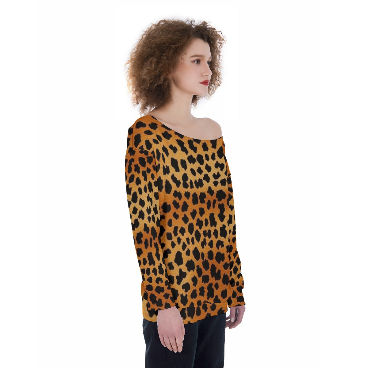 All-Over Print Oversized Women's Off-Shoulder Sweatshirt