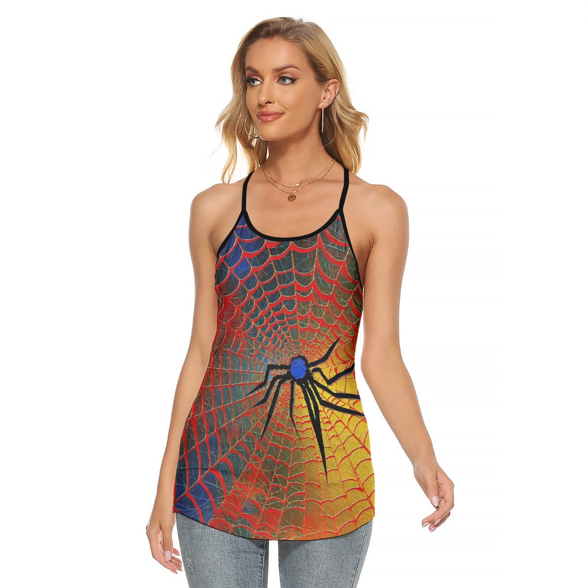 All-Over Print Women's Criss-Cross Open Back Tank Top