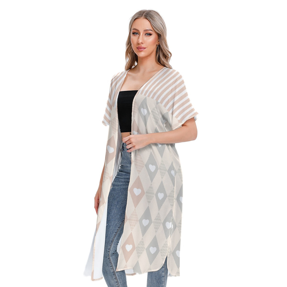 All-Over Print Women's Short Sleeve Cardigan