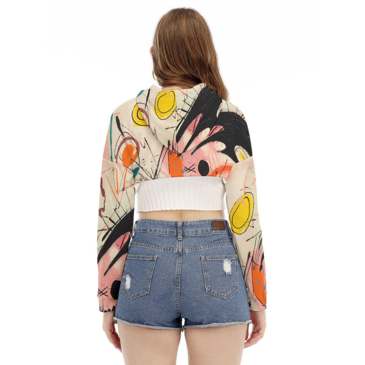 All-Over Print Women's Smock Short Hoodie With Long Sleeve