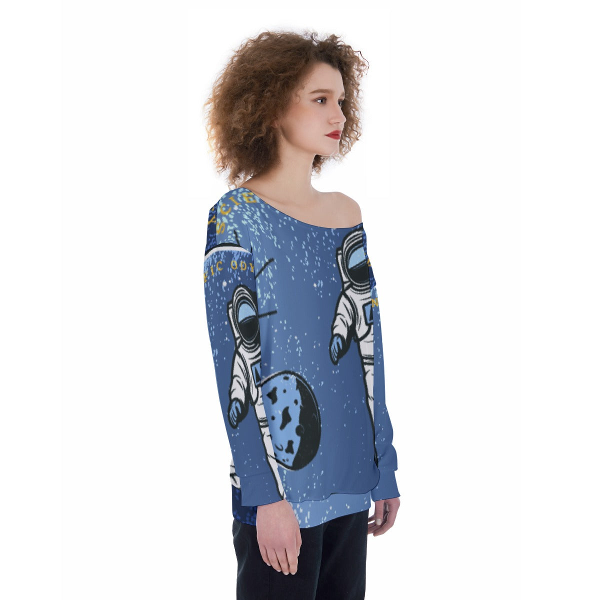 All-Over Print Oversized Women's Off-Shoulder Sweatshirt