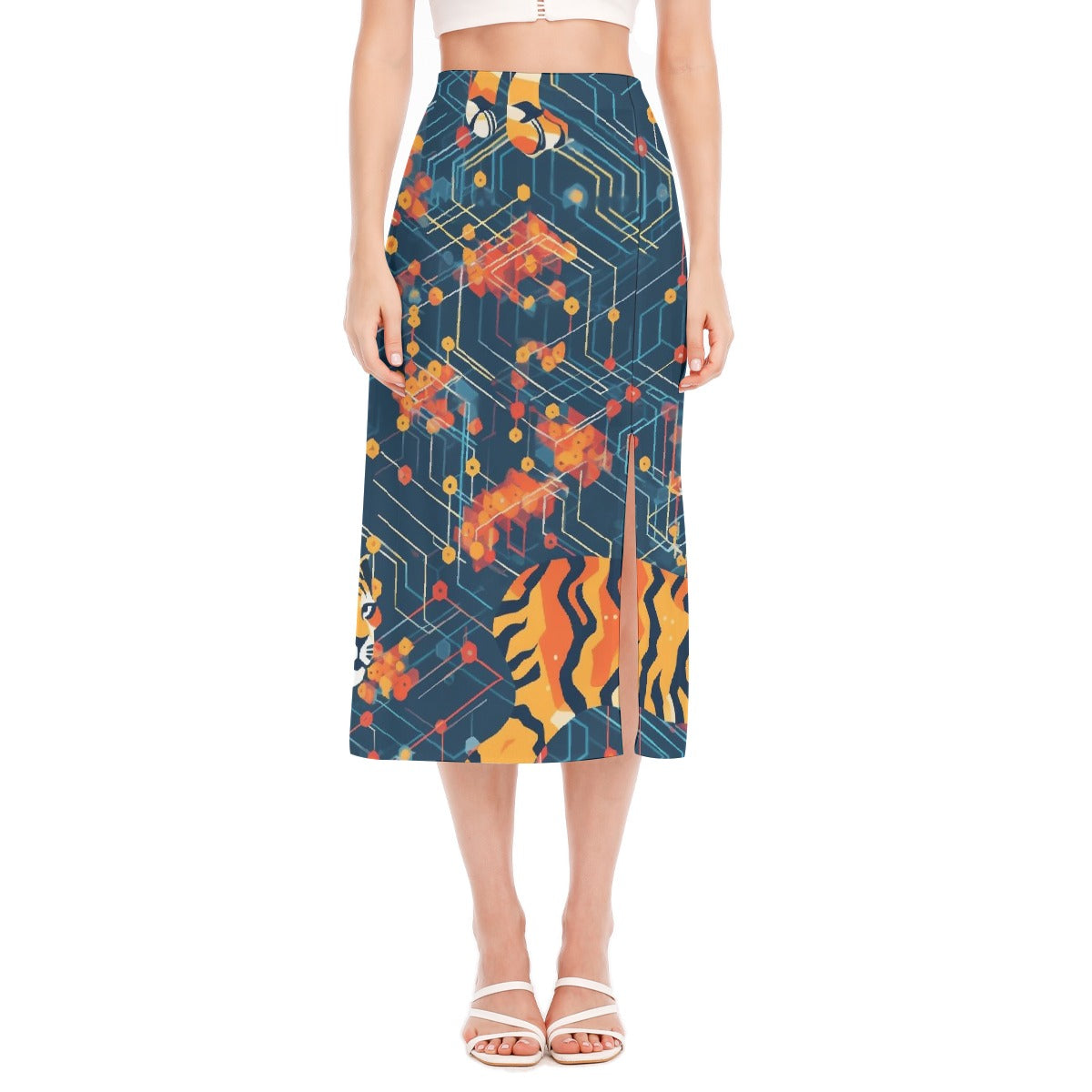 All-Over Print Women's High Slit Long Skirt