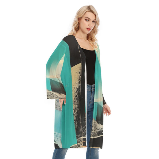 All- Over Print Women's Long Sleeve Mesh Cardigan