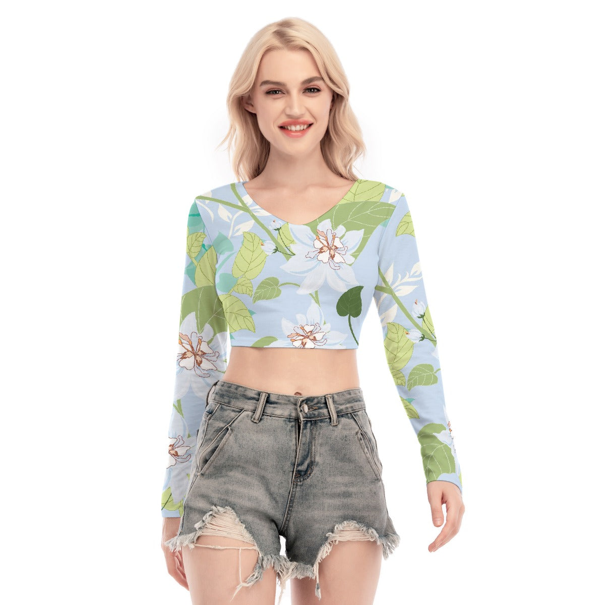 All-Over Print Women's Back Hollow T-shirt With Strap