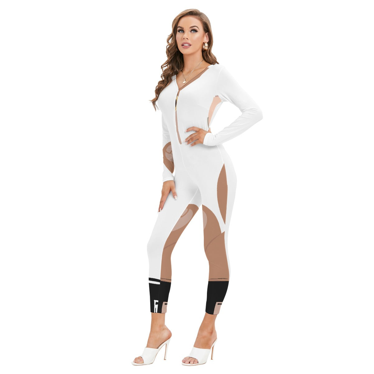 All-Over Print Women's Plunging Neck Jumpsuit