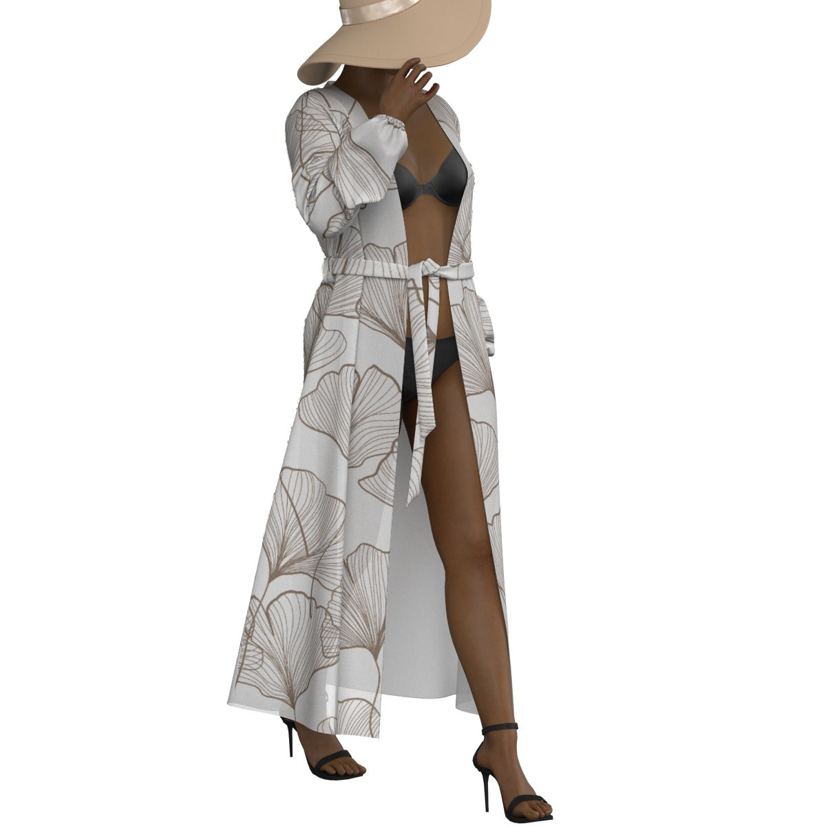 All-Over Print Women's Lace-up Chiffon Robe