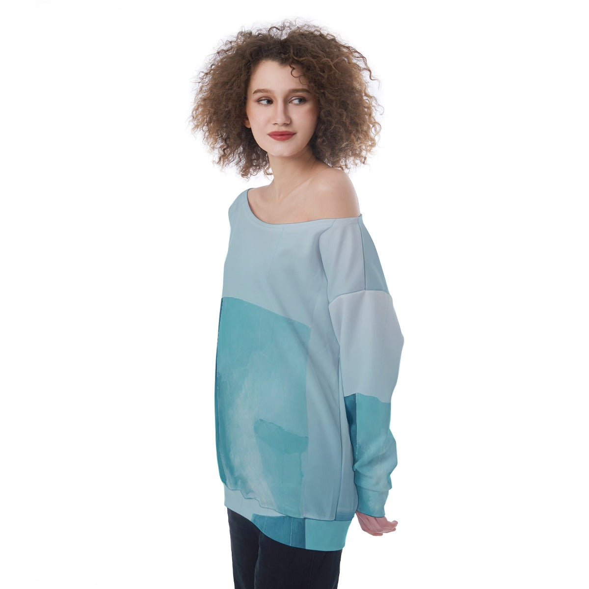 All-Over Print Oversized Women's Off-Shoulder Sweatshirt