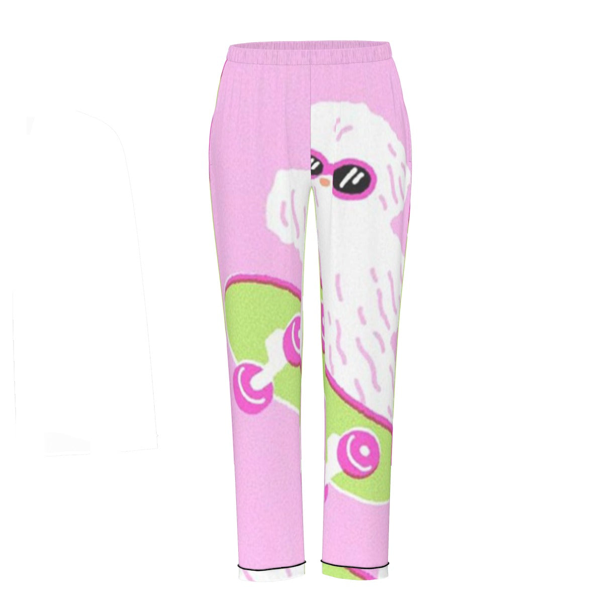 All-Over Print Women's Long Sleeve Pajama Set With Black Contrast Piping