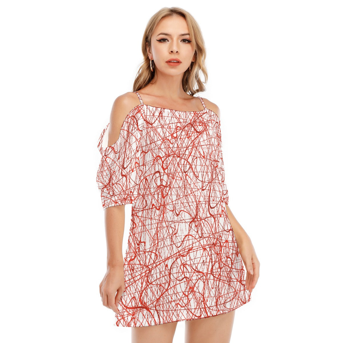 All-Over Print Women's Off-shoulder Cami Dress