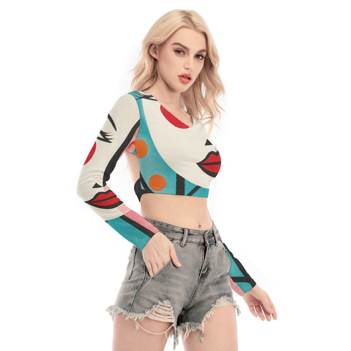 All-Over Print Women's Back Hollow T-shirt With Strap