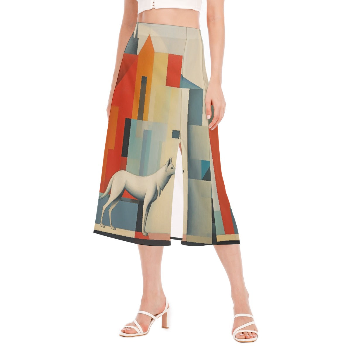 All-Over Print Women's High Slit Long Skirt