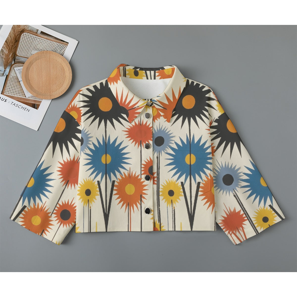 All-Over Print Women's Cropped Jacket | 245GSM Cotton