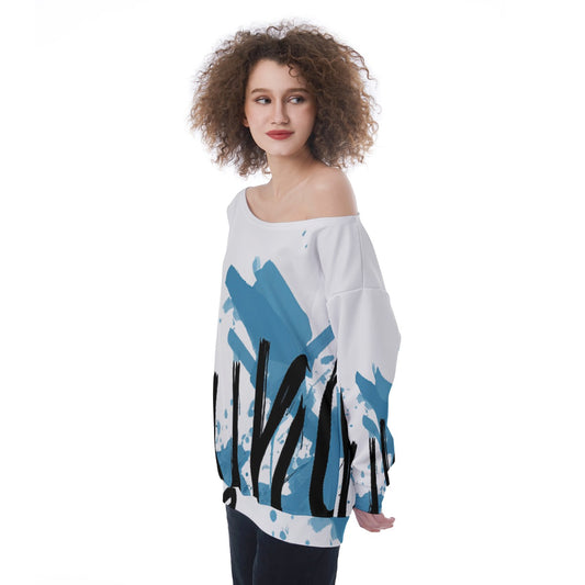 All-Over Print Oversized Women's Off-Shoulder Sweatshirt