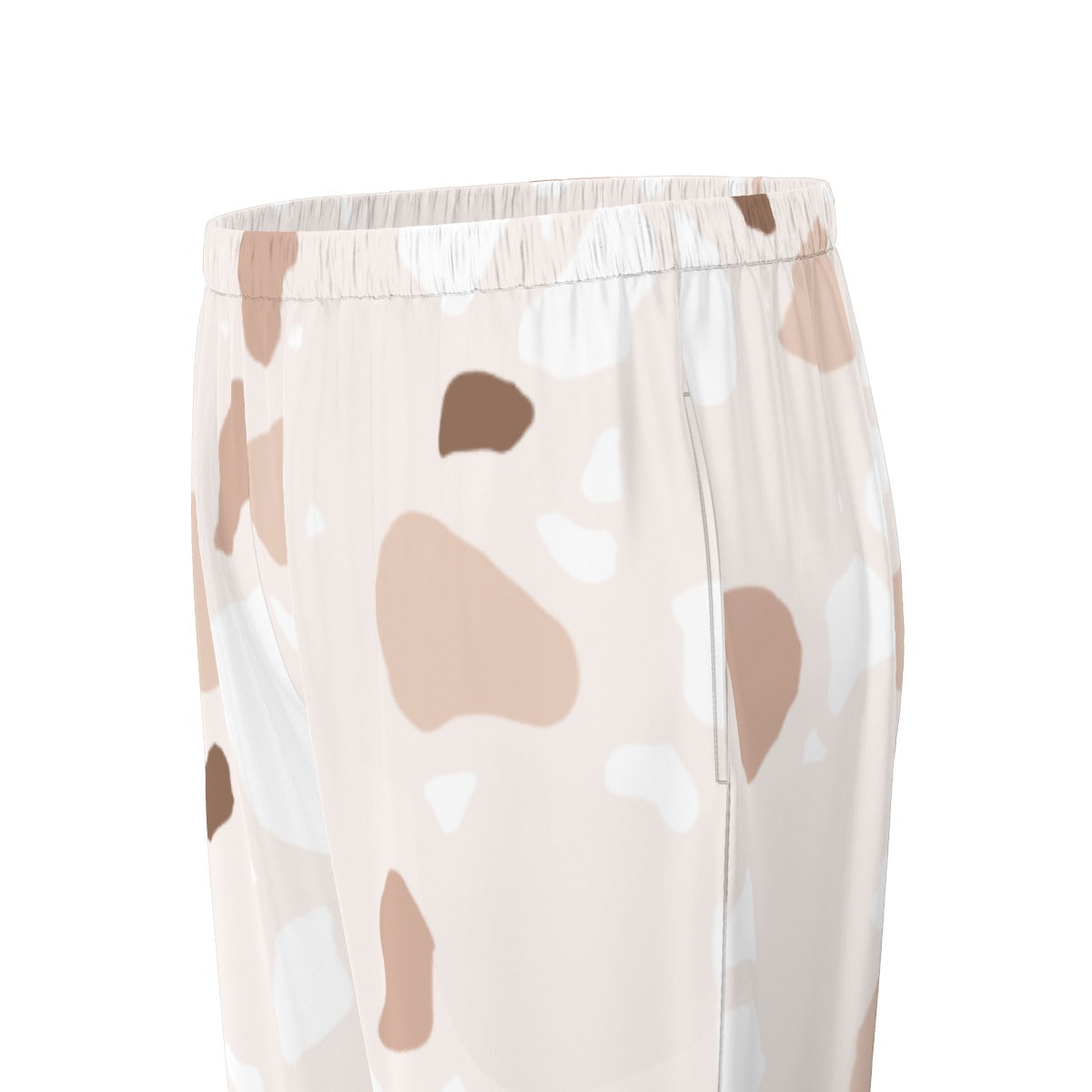 All-Over Print Women's Long Sleeve Pajama Set With Black Contrast Piping