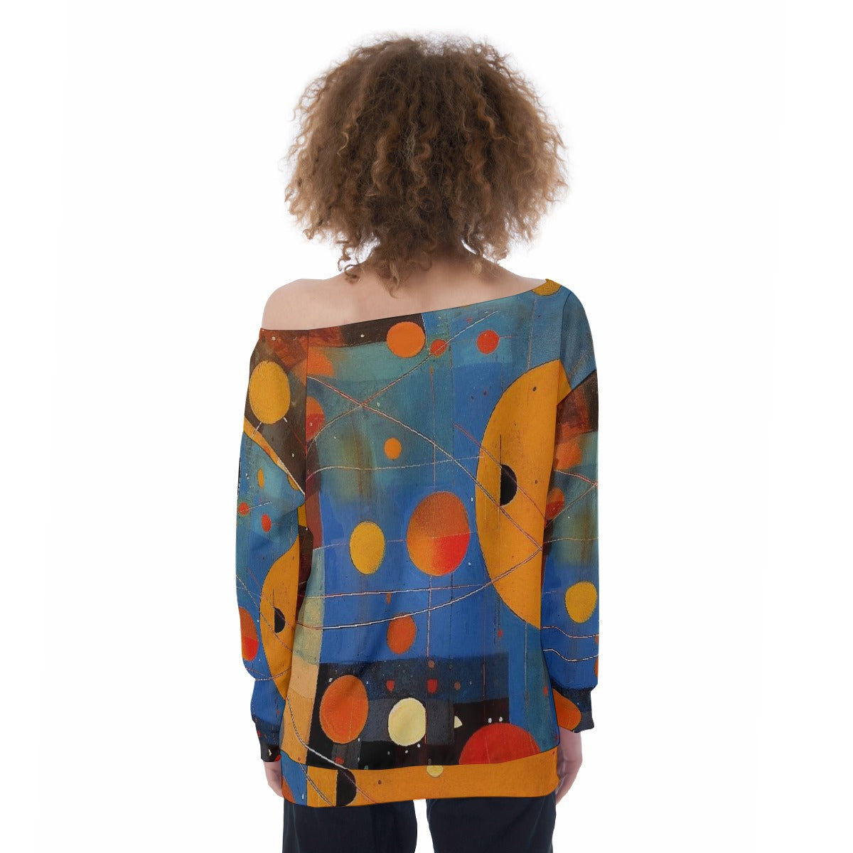 All-Over Print Oversized Women's Off-Shoulder Sweatshirt