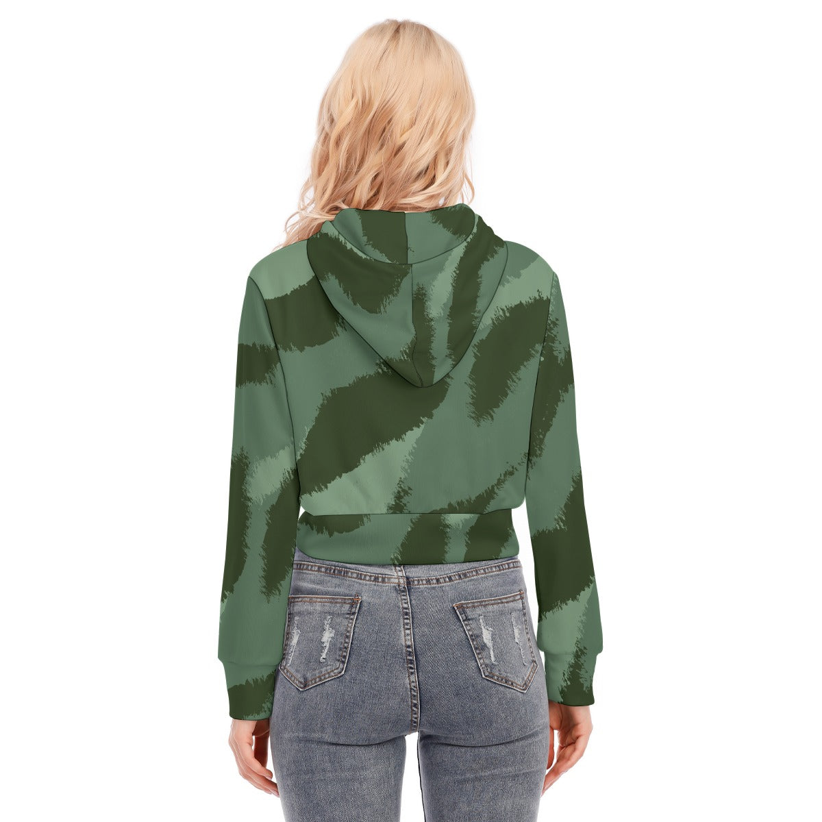 All-Over Print Women's Crop Top Hoodie With Zipper Closure