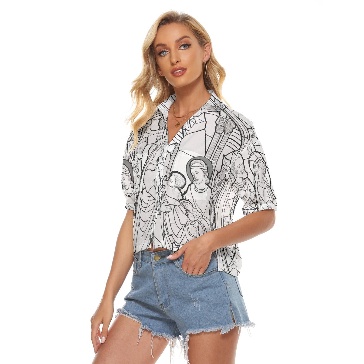 All-Over Print Women's V-neck Shirts