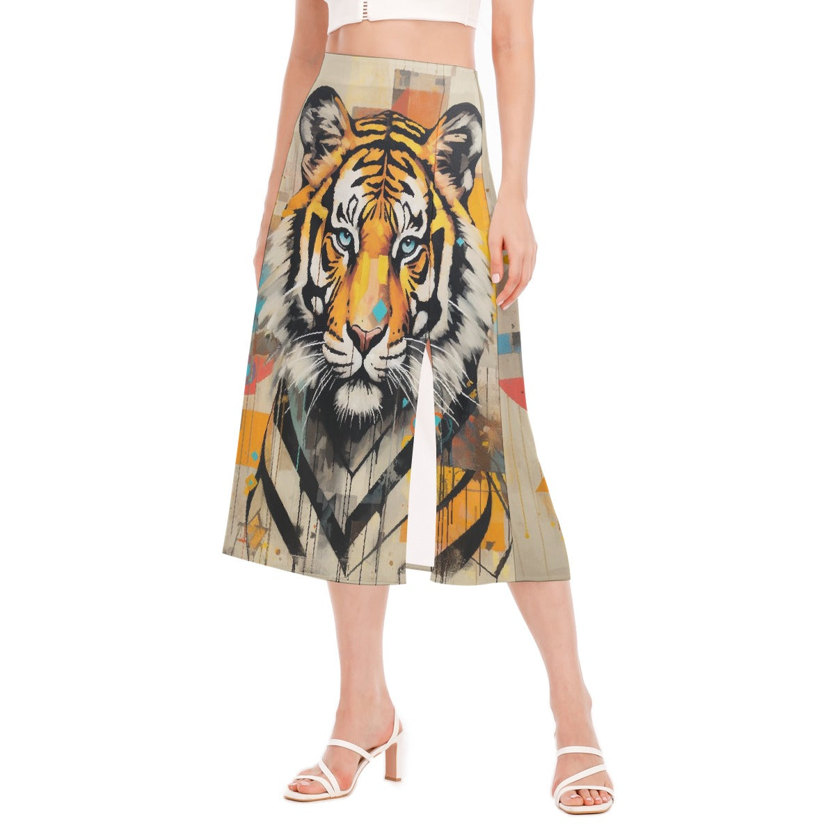 All-Over Print Women's High Slit Long Skirt