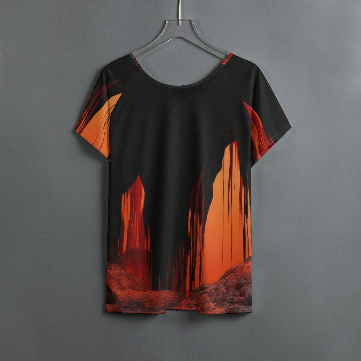 All-Over Print Women's Round Neck T-shirt With Raglan Sleeve